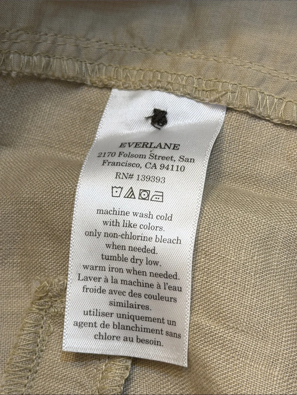 NWT Everlane The Linen Way-High Drape Pant Wide Leg Khaki - Size 2
